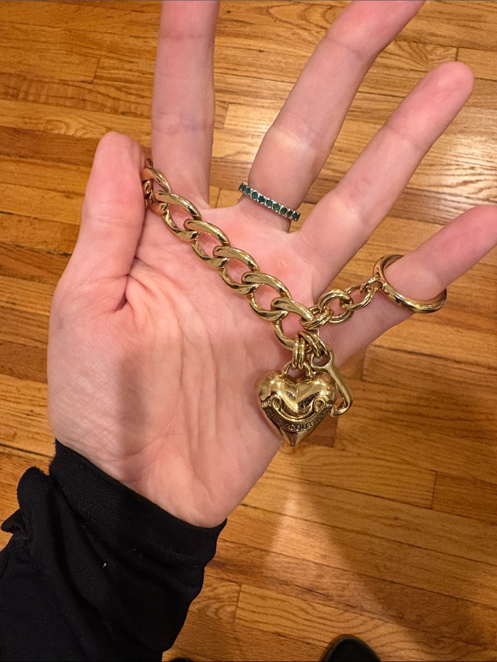 Gold Juicy Couture Heart Charm Bracelet - Women's Jewelry